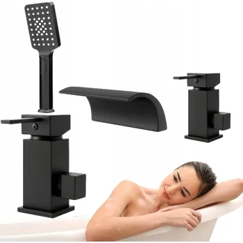 Vodovodní baterie Dvoukohoutková vanová a sprchová baterie na okraj vany Silla Cascade černá