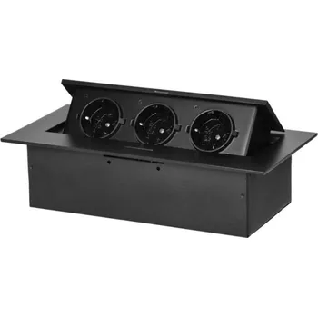 Elektrická zásuvka Zásuvkový blok výklopný 3 x zásuvka 230V černý shuko