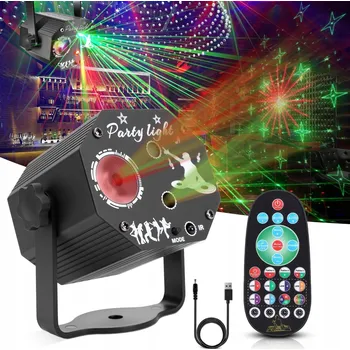 Osvětlovací technika DISCO PROJEKTOR KOULE DISCO REFLEKTOR LASER + LED RGB OVLÁDÁNÍ ZVUKEM