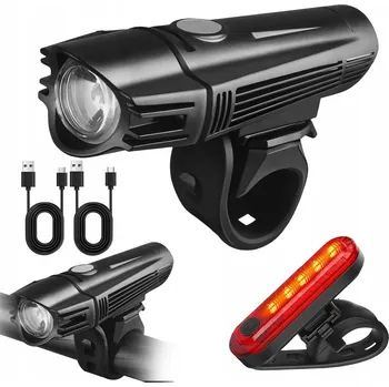 Cyklosvítilna LED SVĚTLO NA KOLO NA ŘÍDÍTKA SADA PŘEDNÍ ZADNÍ USB