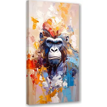 Obraz Moderní obraz do obýváku, Barevný Gorila Abstrakce barva 40x80