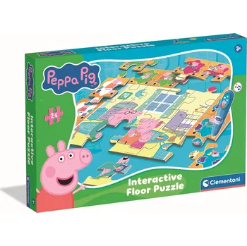 puzzle pro nejmenší CLEMENTONI Podlahové puzzle s interaktivním perem Prasátko Peppa 24 dílků