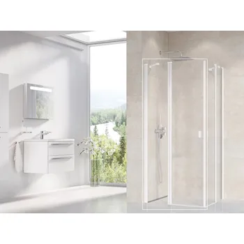 Sprchové dveře Ravak Chrome sprchové dveře 120 cm sklopné bílá matný/průhledné sklo 1QVG0E00Z1