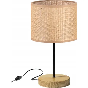Stojací lampa STOJACÍ LAMPA NOČNÍ NA STŮL DUB STÍNÍTKO JUTA BOHO LED E27