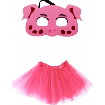 Karnevalový kostým SUPER Sada Kostým prasátko Pepa Tutu Růžová 30 cm Plstěná maska 2el MK641