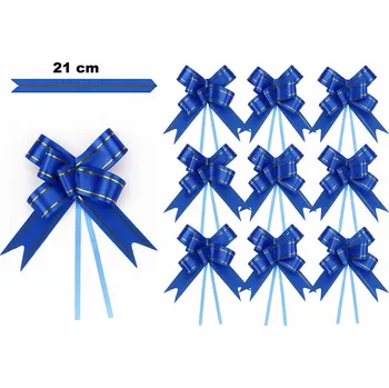 Stuha Elegantní ozdobná mašle – tmavě modrá se zlatými akcenty (10 ks )