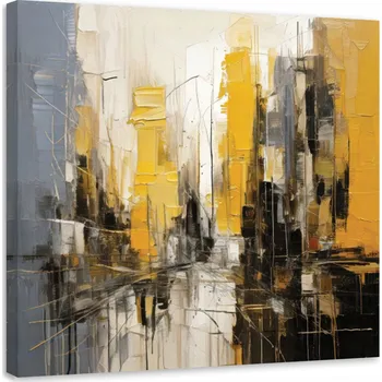 Obraz Obraz do obýváku, Město Abstrakce Žlutá 50x50