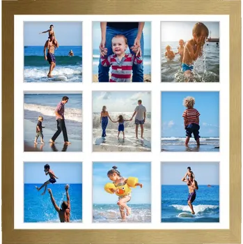 Obraz Rámeček na 9 fotografií Hekla 40x40x9 MDF galerijní zlatý 1 Ks .