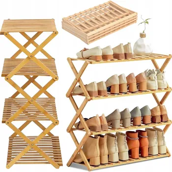 Botník BAMBUSOVÝ SKLÁDACÍ REGÁL NA BOTY SKŘÍŇKA BAMBUS