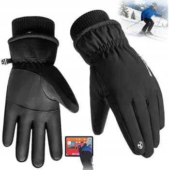 Rukavice LYŽAŘSKÉ RUKAVICE PROTISKLUZOVÉ S HRUBÝM FLEECEM VODĚODOLNÉ ZIMNÍ TEPLÉ