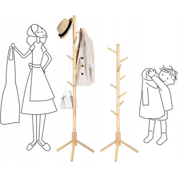 Věšák Stojanový věšák dřevěný Vasagle, odstíny hnědé