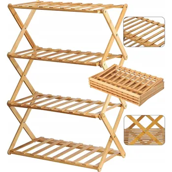 Botník BAMBUSOVÝ REGÁL 4 PATRA ORGANIZÉR, SKLÁDACÍ VÍCEÚROVŇOVÝ STOJAN NA BOTY