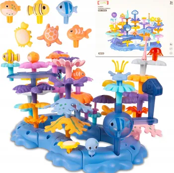 ostatní stavebnice STAVEBNICE KVĚTINY STAVEBNICE MOŘSKÉ KVĚTY DIY KORÁLOVÝ ÚTES KUFŘÍK 76 DÍLŮ