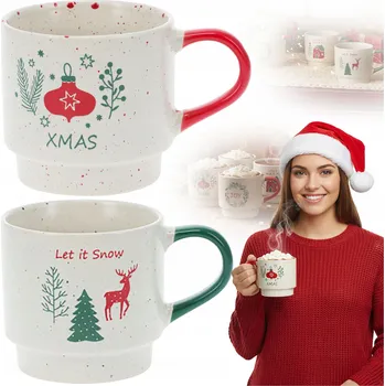 Vánoční hrnek s ouškem 380 ml porcelánový zimní