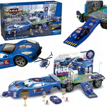 autíčko POLICEJNÍ KOMISARIÁT ZÁKLADNA AUTO ROZKLÁDACÍ POLICIE GARÁŽ PARKOVIŠTĚ SE SKLUZAVKOU A AUTY