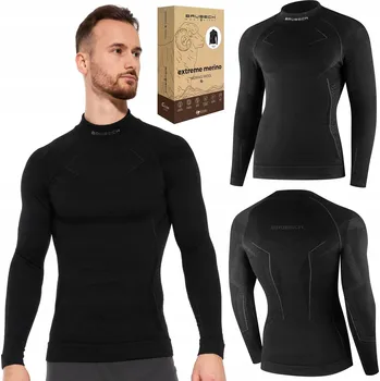 Pánské termoprádlo Termoprádlo s dlouhým rukávem Brubeck EXTREME MERINO PÁNSKÉ černé vel. M