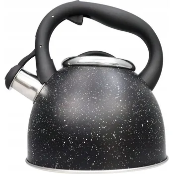 Konvice na čaj Konvice s píšťalkou 2,5L na indukci, černý mramorový vzhled
