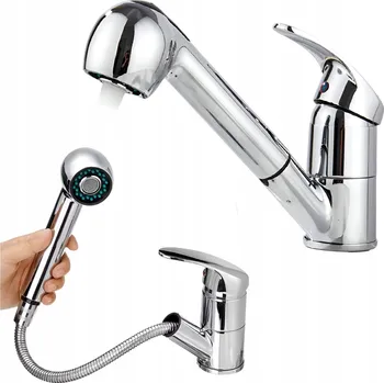 Vodovodní baterie NÍZKÁ KUCHYŇSKÁ BATERIE STOJÍCÍ S VYTÁHNOU SPRCHOU 2 FUNKCE PROUDU