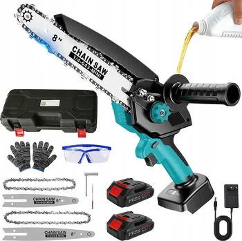 Motorová pila Aku řetězová pila 8"+6" pila BEZUHLÍKOVÁ Mazání řetězu