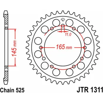Nářadí na motocykly JT SPROCKETS Ocelové standardní zadní kolo 1311 - 525 JTR1311.44