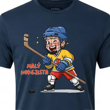 Dětské tričko Malý hokejista - velikost 122, Barva Tmavě modrá
