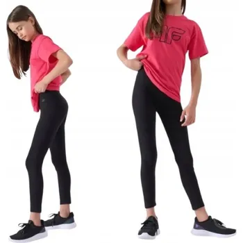 Dívčí legíny 4F dětské legíny klasické polyester černé velikost 146
