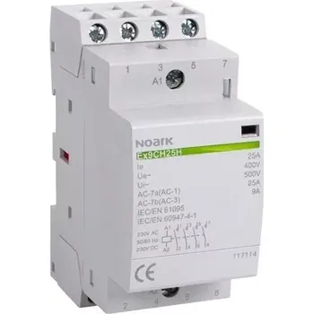 Stykač NOARK 117114 Ex9CH25H 40 230V AC/DC Tichý instalační stykač, 25A, 230V AC/DC, 4 zapínací kontakty (Ex9CH25H 40 230V AC/DC)