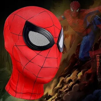 Pleťová maska Maska na obličej Spider-Man latexová maska superhrdiny červená