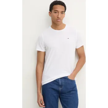 Pánské tričko Bavlněné tričko Tommy Jeans bílá barva, DM0DM04411 00X, vel. M