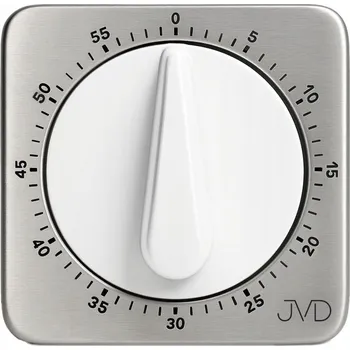 Zabezpečení domácnosti ČTVERCOVÁ MECHANICKÁ KUCHYŇSKÁ MINUTKA JVD DM79.1 STŘÍBRNÁ BÍLÁ DO 60 MINUT