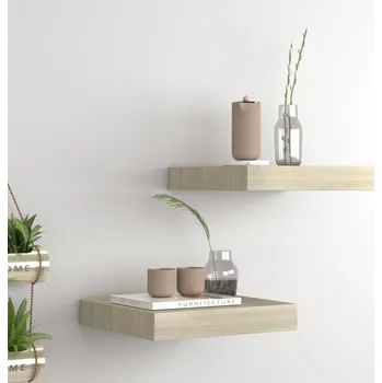 police zahrada-XL Plovoucí nástěnné police 2 ks dub 23 x 23,5 x 3,8 cm MDF 323866