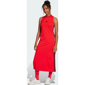Dámské šaty ADIDAS Šaty Essentials 3-Stripes Long Racerback 2XL ČERNÁ|ČERVENÁ