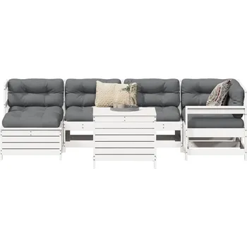 Zahradní sestava zahrada-XL 7dílná zahradní sedací souprava bílá masivní borové dřevo 3250973