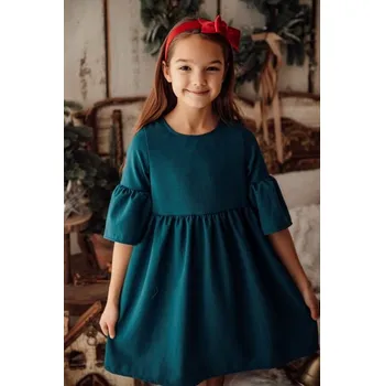 Dívčí šaty Dívčí slavnostní boho šaty petrolej - 140