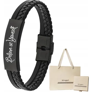 Náramek Pánský náramek jako DÁREK K VÁNOCŮM pro něj, kožený s gravírování BLINGART