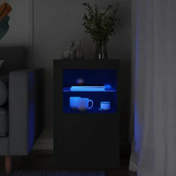 Komoda zahrada-XL Odkládací skříňka s LED osvětlením černá kompozitní dřevo 836632