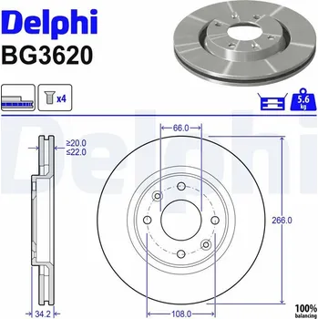 Brzdový kotouč Brzdový kotouč DELPHI BG3620