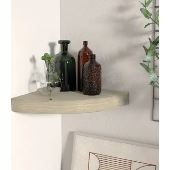 Obývací pokoj zahrada-XL Plovoucí rohová police dub 25 x 25 x 3,8 cm MDF 323904