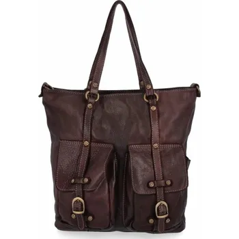 Kabelka Vittoria Gotti Premium Kožená Taška ve Vintage Stylu Čokoládová