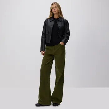 Dámské kalhoty Reserved Manšestrové kalhoty Žlutozelená XS