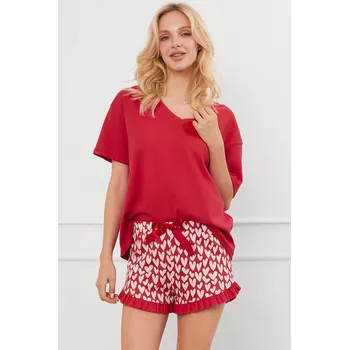 Dámské oblečení Dámské pyžamo Italian Fashion Evora kr.r. kr.sp. Barva: Červená, Velikost: XL