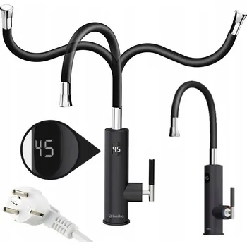 Průtokový ohřívač Průtokový Elektrický Ohřívač Vody Baterie Kohoutek LCD ČERNÝ MAT 3200W