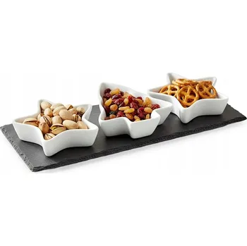 Talíř Vánoční talíř s miskami na chuťovky, předkrmy, tapas, omáčky a dipy na stůl