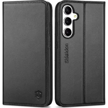 Pouzdro na mobilní telefon Pouzdro Shieldon Galaxy S24 FE, originální kožené pouzdro na peněženku Flip Cover [blokování RFID]
