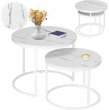 Konferenční stolek Konferenční stolek kulatý bílý rozkládací 2 v 1 Galen
