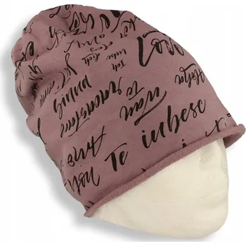 Čepice Dámská tenká bavlněná Čepice beanie s motivem italské šmoulinky bavlna s nápisy