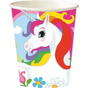 Party nádobí Papírové kelímky s motivem jednorožce 250 ml / 8 ks