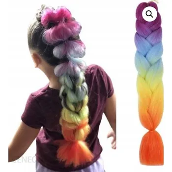 Příčesek 60cm Syntetické barevné vlasy copánky ombre 4 barvy PŘIPÍNACÍ COPÁNKY