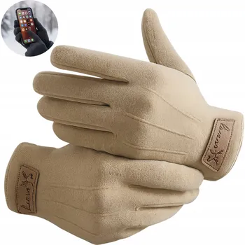 Rukavice ELEGANTNÍ PÁNSKÉ VELUROVÉ ZIMNÍ RUKAVICE PRO DOTYKOVÉ OBRAZOVKY SMARTPHONŮ