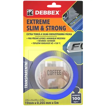 Lepicí páska Páska lepící oboustranná 19x0,2mm/5m Extreme Slim Clear